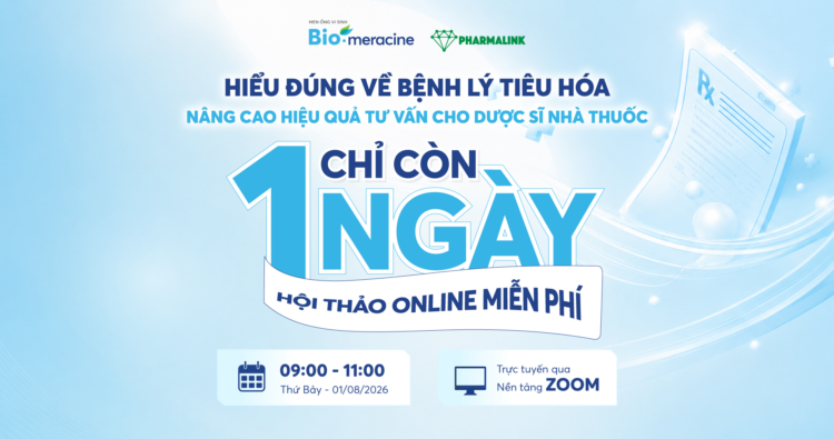 Chỉ còn 1 ngày! Dược phẩm Meracine cùng Pharmalink tổ chức Workshop chuyên sâu về bệnh lý tiêu hóa cho Dược sĩ nhà thuốc 