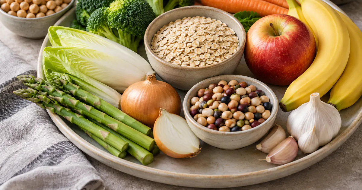 Prebiotic có trong những thực phẩm nào: các nhóm rau củ, trái cây và ngũ cốc nguyên hạt