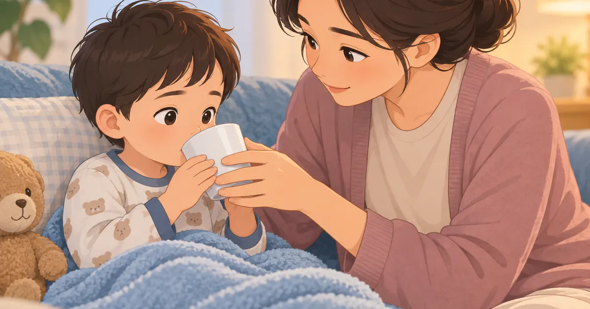 Cha mẹ theo dõi khả năng uống nước của trẻ sau tiêu chảy do kháng sinh