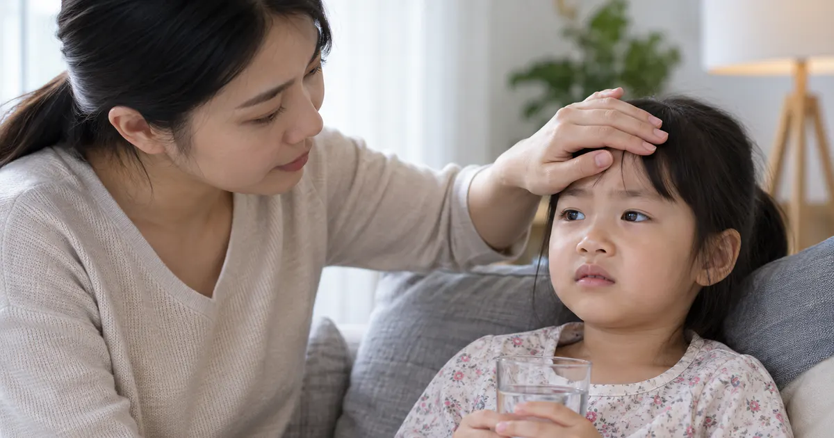 Người chăm sóc kiểm tra tình trạng của trẻ khi có đau bụng