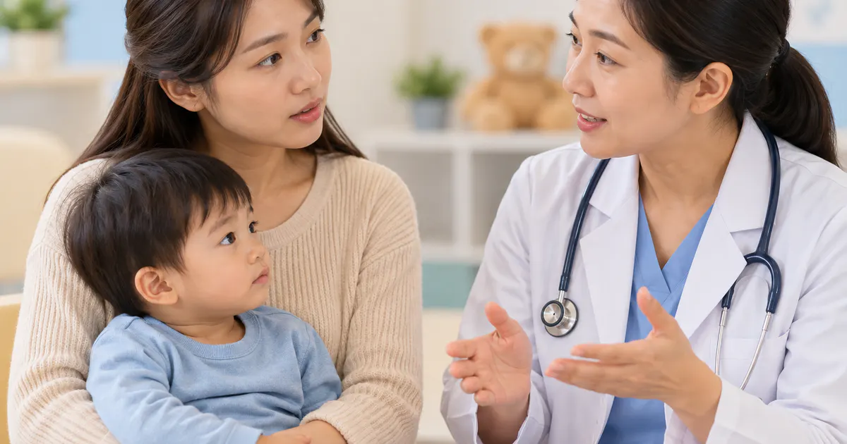 Cha mẹ trao đổi với nhân viên y tế khi trẻ đi ngoài phân cứng có dấu hiệu bất thường