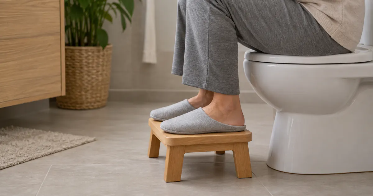 Tư thế thư giãn có kê chân hỗ trợ thói quen đi vệ sinh đúng cách
