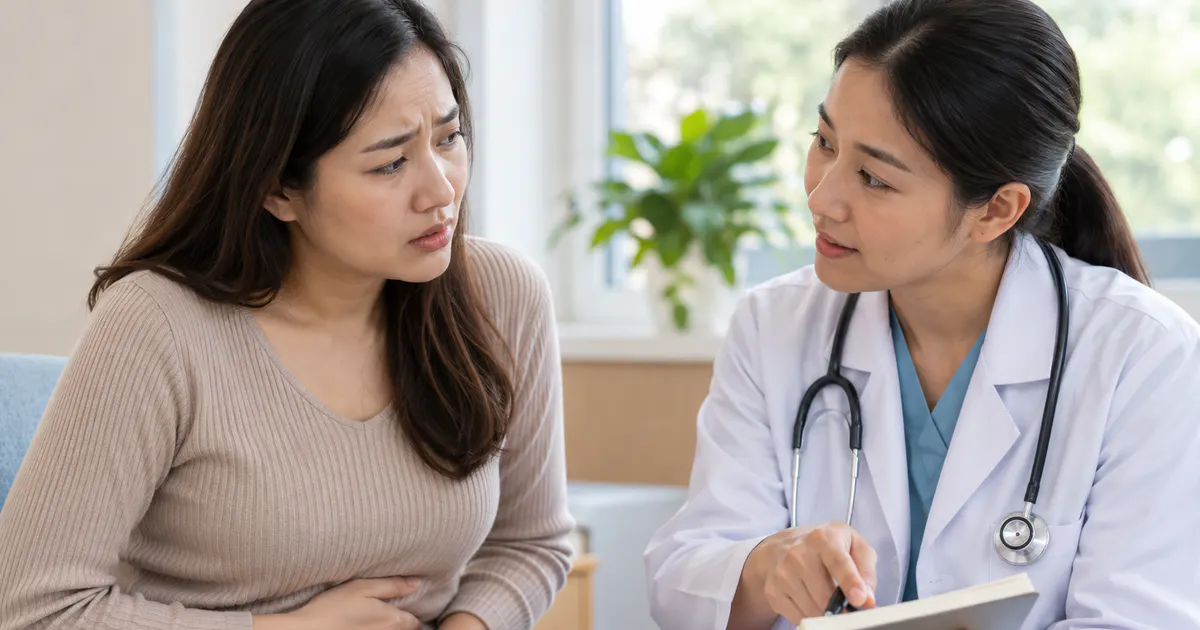 Người bệnh trao đổi với bác sĩ khi tiêu chảy sau kháng sinh có dấu hiệu cảnh báo
