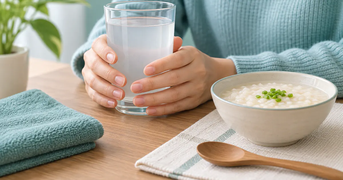 Bù nước và chăm sóc nhẹ nhàng khi chờ tư vấn về tiêu chảy sau kháng sinh