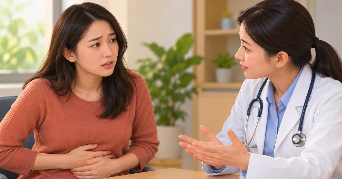 Người bệnh trao đổi với nhân viên y tế khi đầy bụng kéo dài sau khi tăng chất xơ