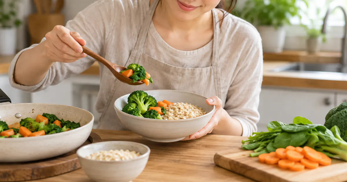 Cách bổ sung chất xơ từ từ để tránh đầy hơi khó chịu với bữa ăn rau củ nhẹ nhàng