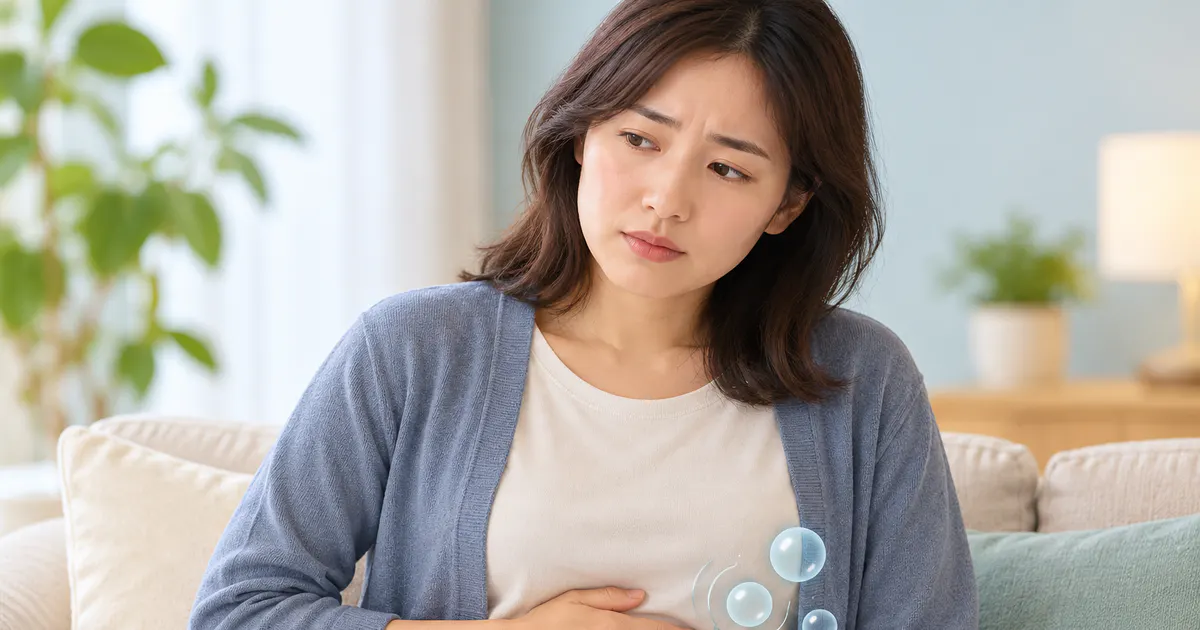 Minh họa cảm giác khó chịu khi uống men vi sinh lúc bụng đói