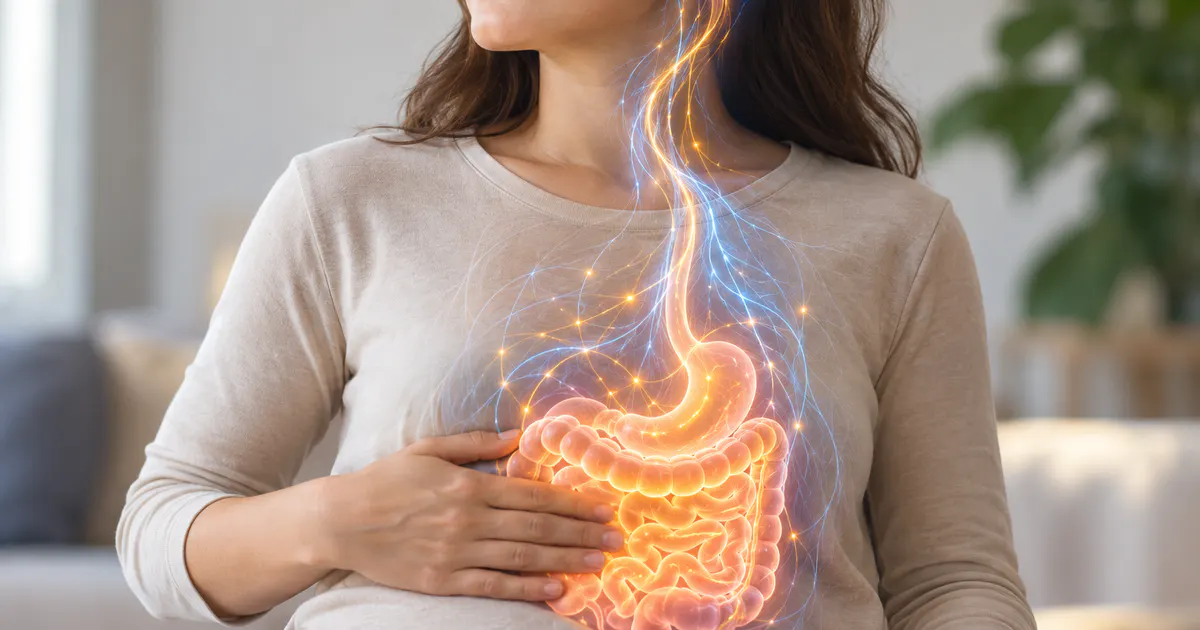 Cận cảnh minh họa tín hiệu thần kinh giữa não bộ và đường ruột