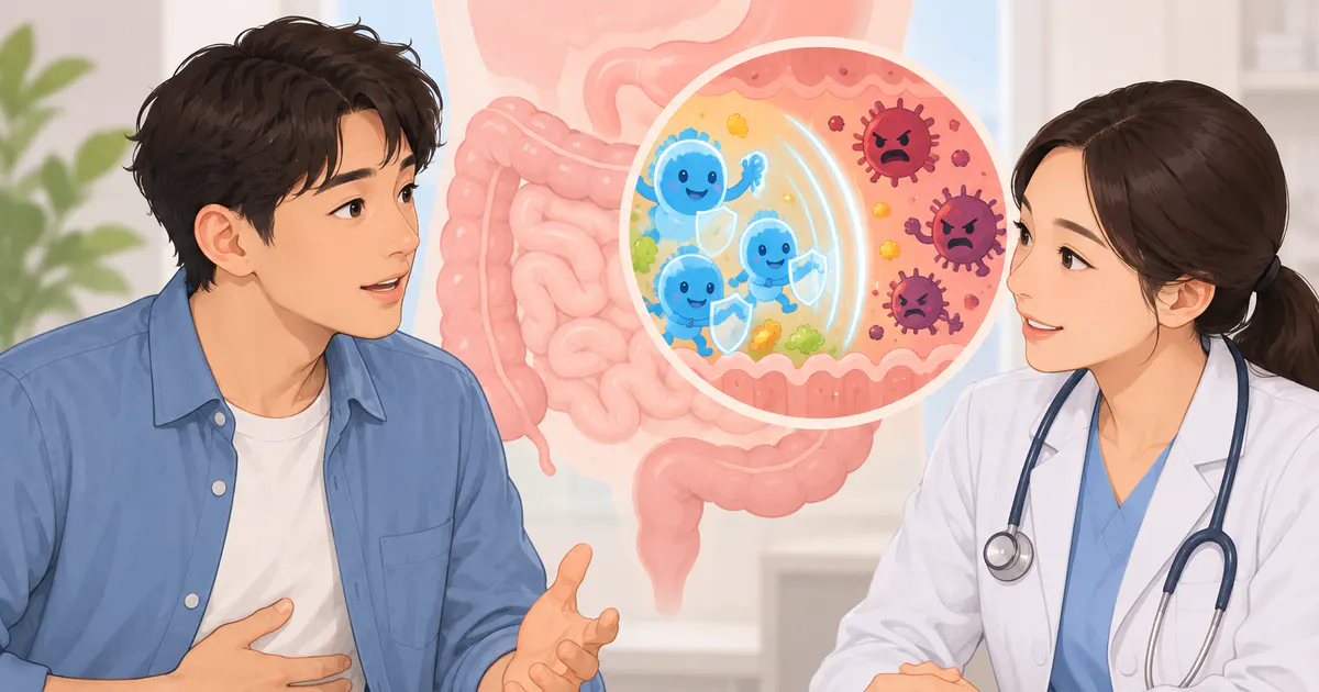 Người bệnh trao đổi với nhân viên y tế về triệu chứng tiêu hóa
