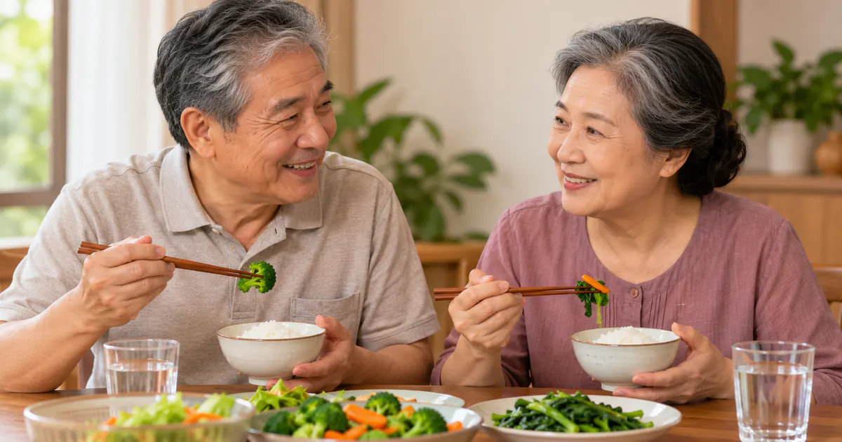 Bữa ăn cân đối và sinh hoạt nhẹ nhàng hỗ trợ người cao tuổi theo dõi tiêu hóa