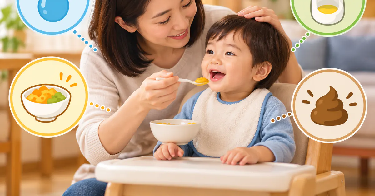 Minh họa cách cha mẹ theo dõi trẻ tại nhà khi màu phân thay đổi