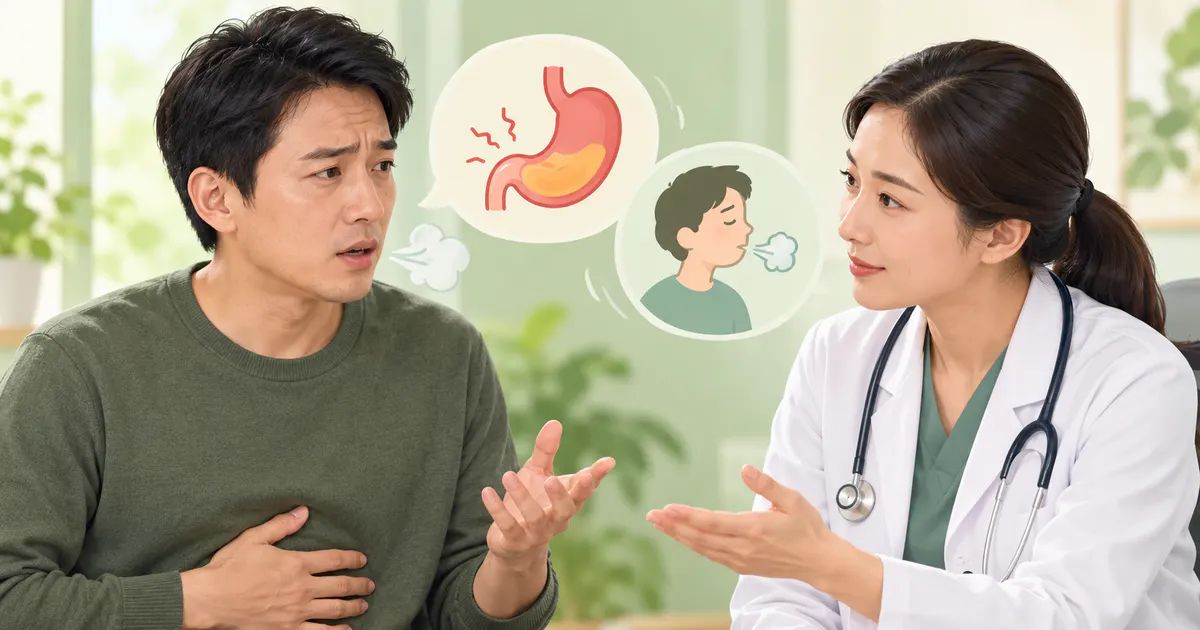 Người bệnh trao đổi với nhân viên y tế khi khó tiêu và ợ hơi tái diễn