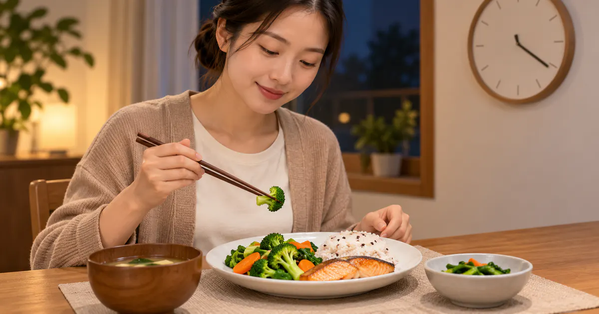 Khẩu phần bữa tối vừa phải trong bối cảnh điều chỉnh giờ ăn