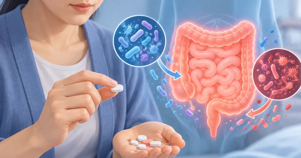 Minh họa thuốc dùng kèm có thể ảnh hưởng đến hệ vi sinh đường ruột sau phẫu thuật