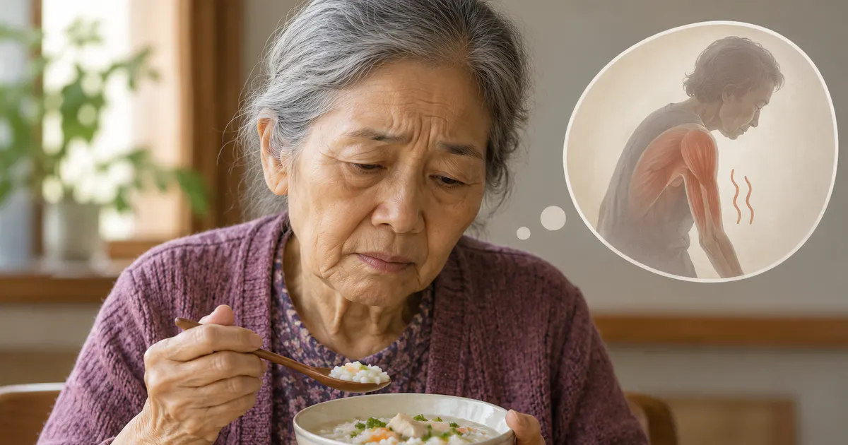 Minh họa người cao tuổi đối mặt nguy cơ thiếu dinh dưỡng khi sụt cân kéo dài