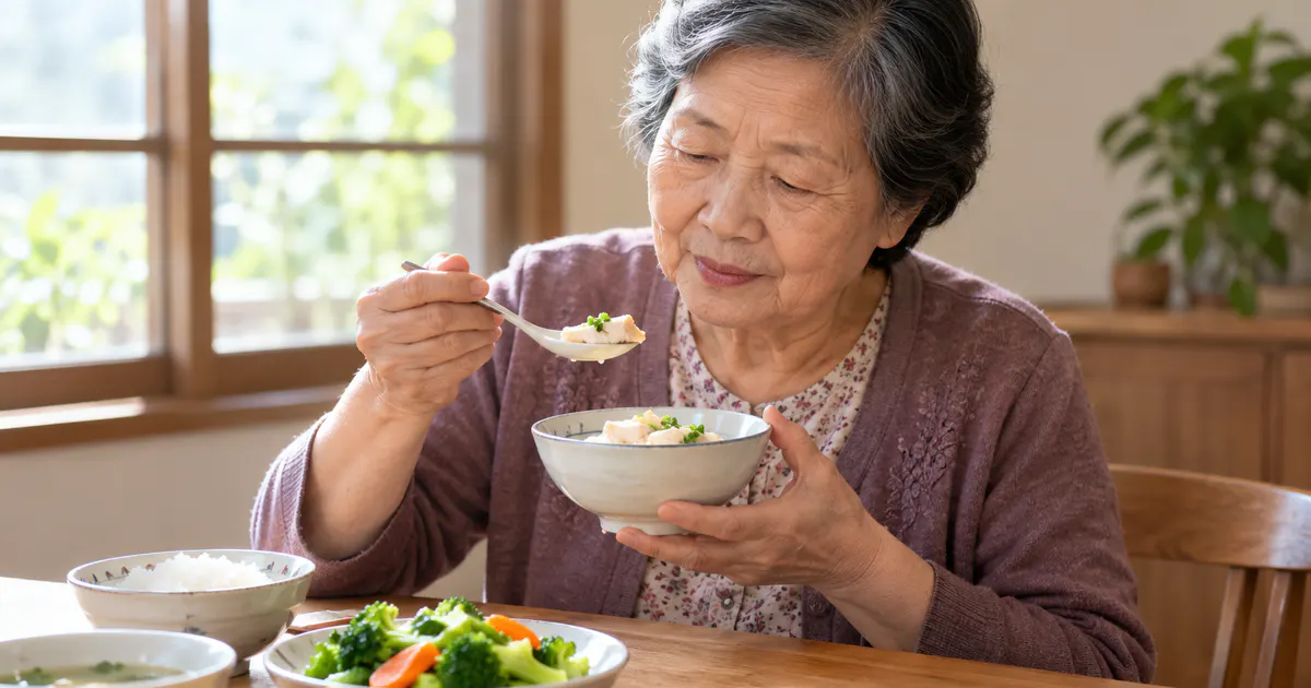 Người cao tuổi bị khó tiêu do ăn ít đạm nên điều chỉnh ra sao trong bữa ăn mềm, cân đối