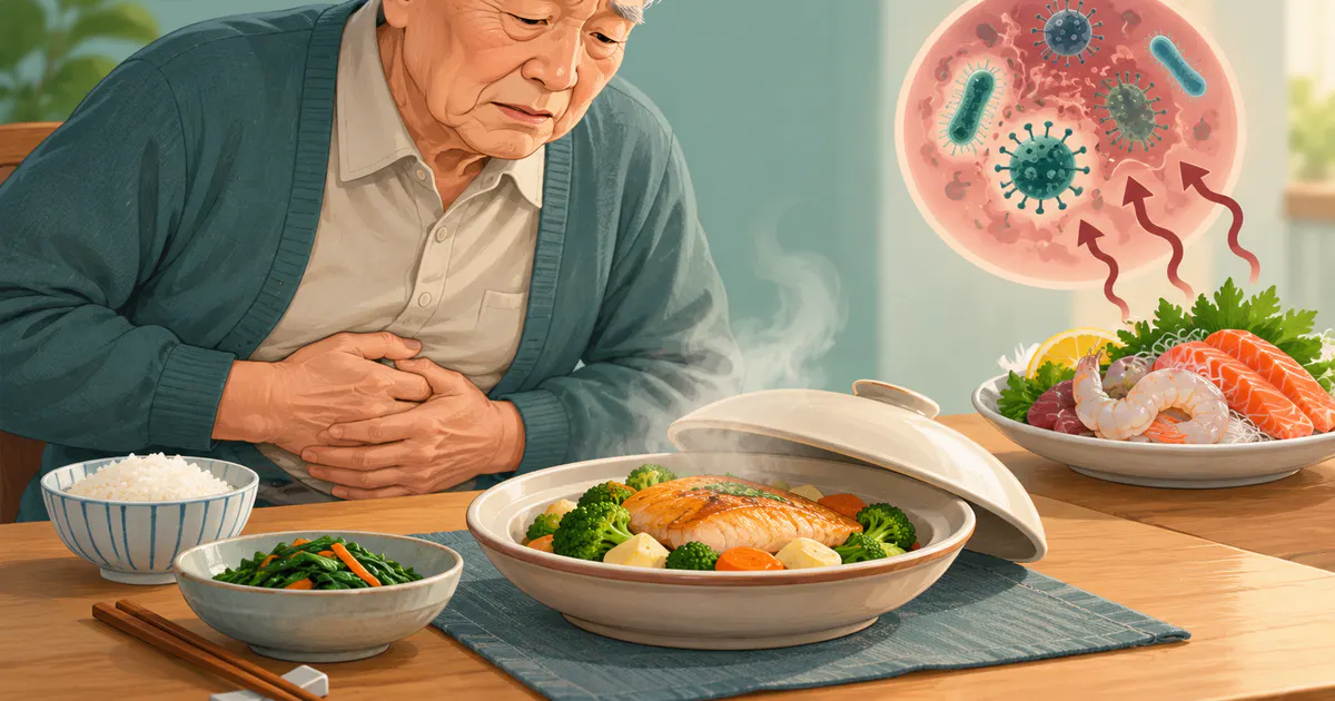 Minh họa nguy cơ tiêu hóa sau khi ăn thực phẩm sống