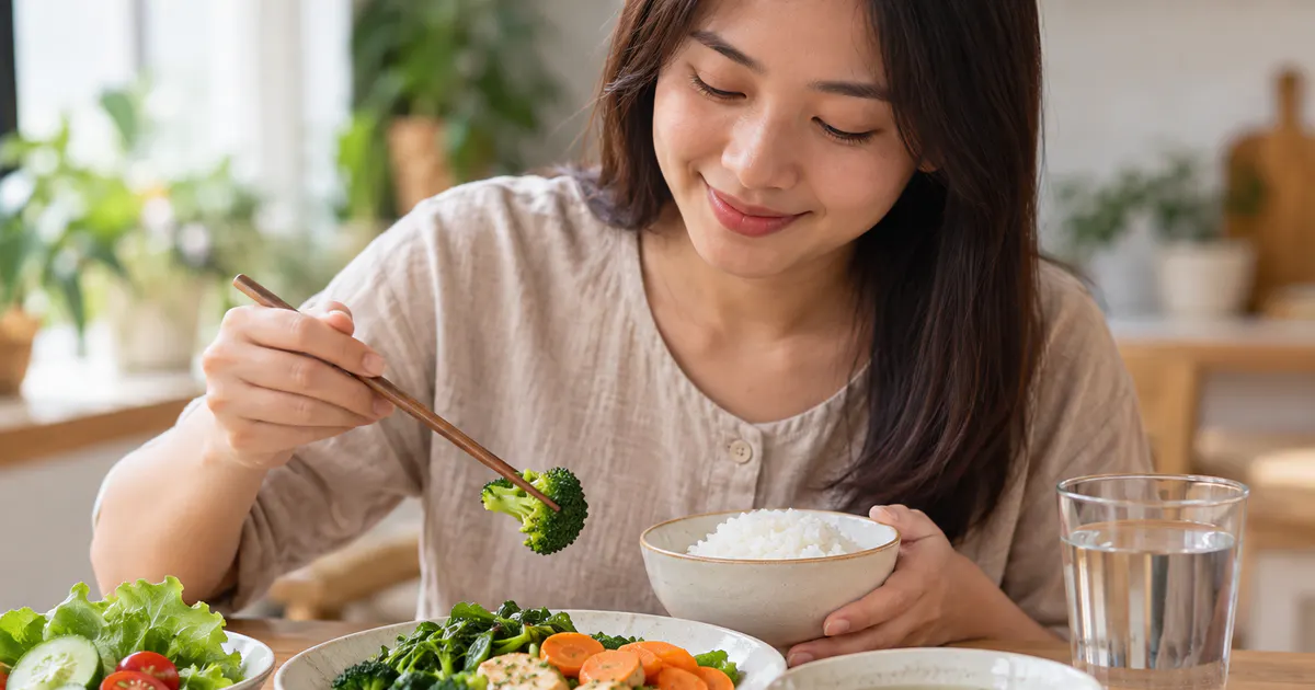 Bữa ăn đơn giản và cốc nước hỗ trợ sinh hoạt lành mạnh sau kháng sinh
