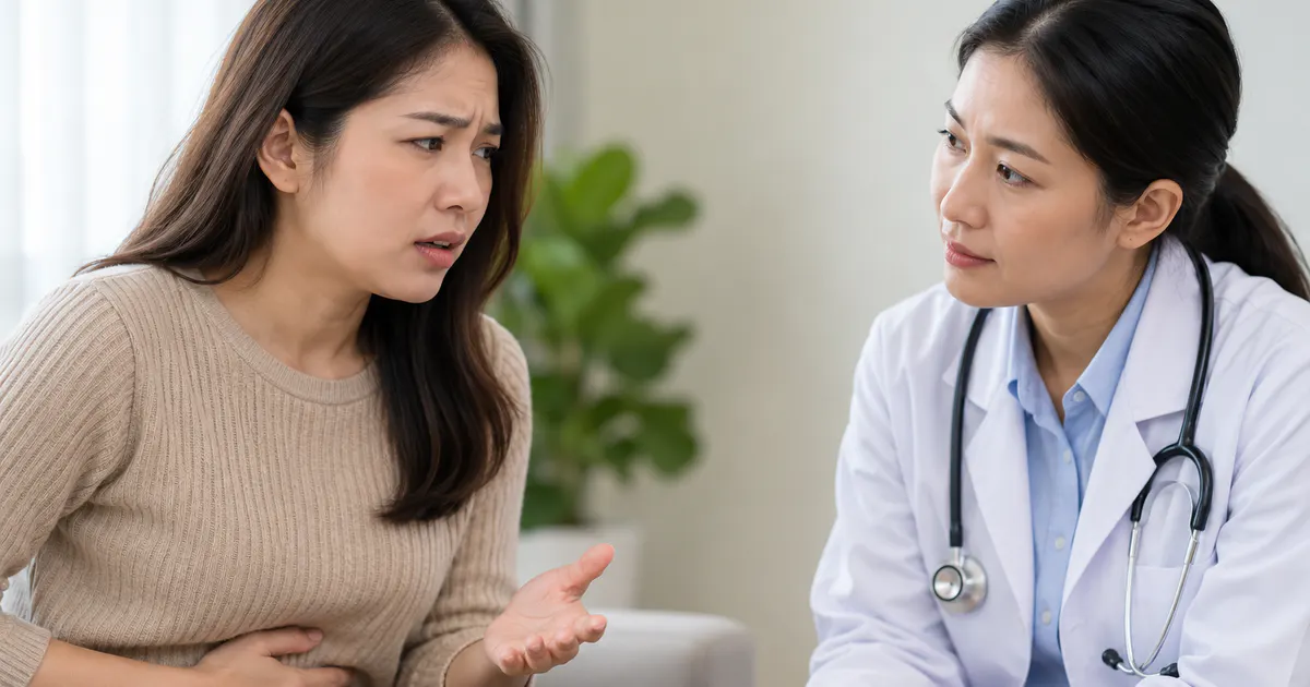 Trao đổi với nhân viên y tế về táo bón tái diễn và đau bụng