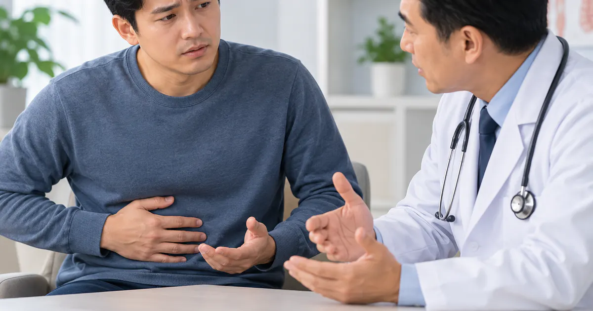 Người bệnh trao đổi với nhân viên y tế khi táo bón và đau rát hậu môn kéo dài