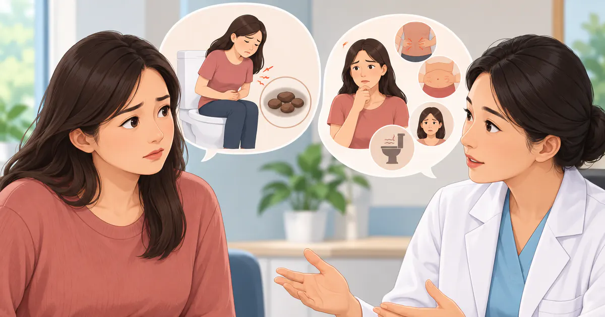 Người bệnh trao đổi với nhân viên y tế khi táo bón kéo dài hoặc có dấu hiệu cảnh báo
