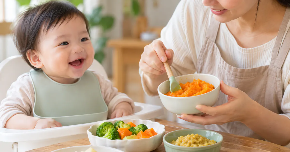 Rau củ và trái cây mềm trong thực đơn giàu chất xơ cho trẻ ăn dặm