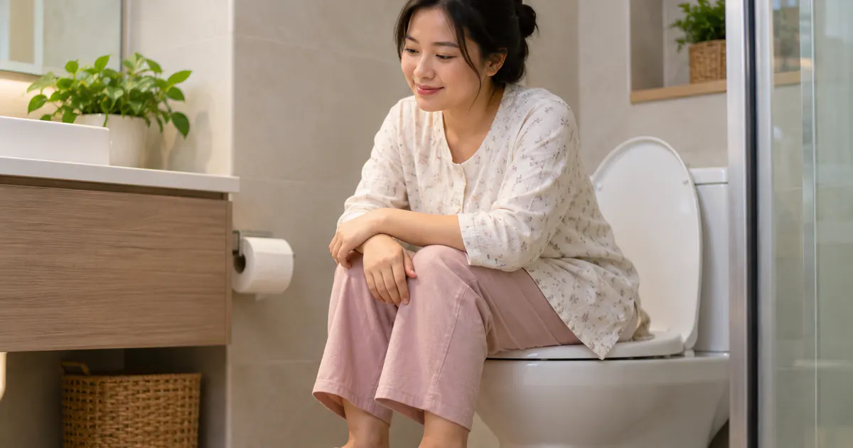Tư thế thư giãn và kê chân phù hợp khi mẹ sau sinh đi vệ sinh