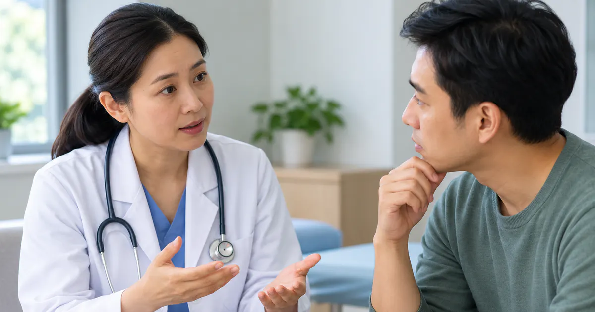 Bác sĩ hướng dẫn người bệnh trước khi thay đổi liều kháng sinh sau tiêu chảy