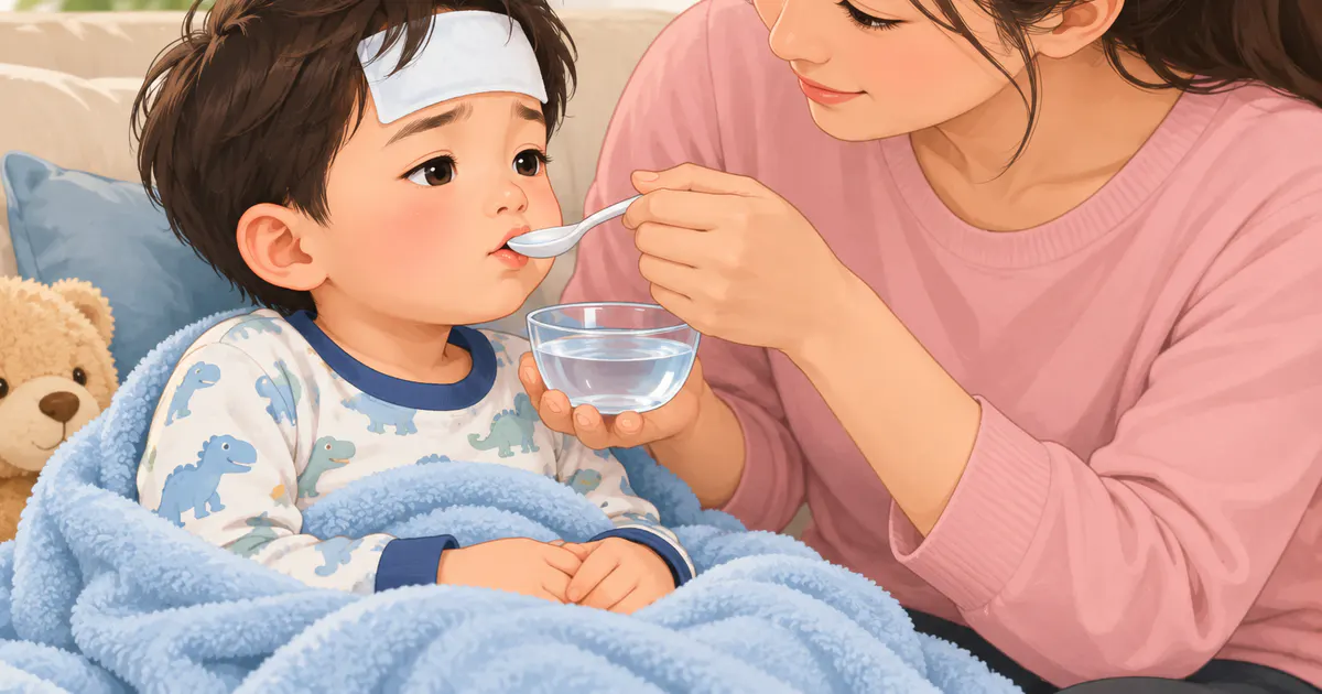 Cho trẻ uống từng ngụm nhỏ để bù nước khi tiêu chảy