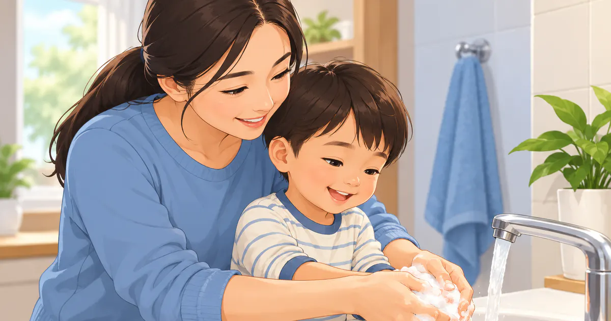 Rửa tay đúng cách để phòng lây nhiễm sau khi trẻ bị tiêu chảy