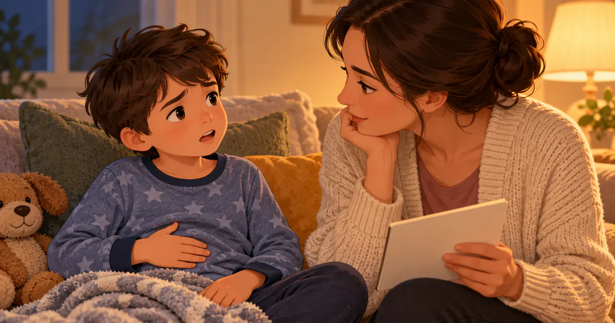 Cha mẹ lắng nghe và theo dõi triệu chứng đau bụng của trẻ tại nhà