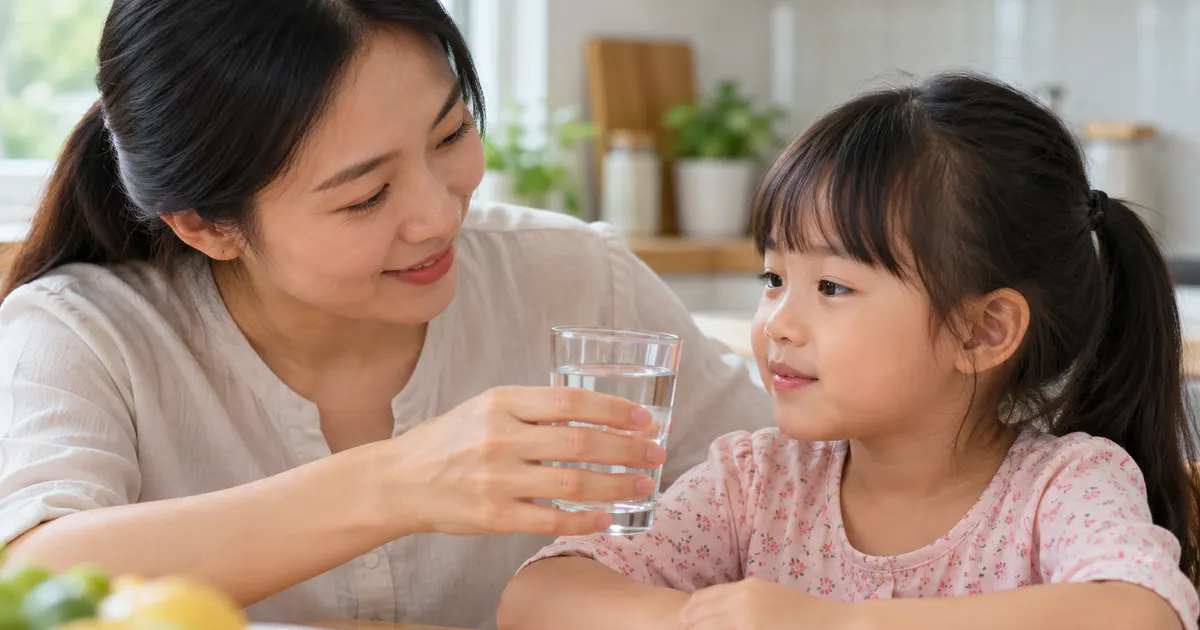 Cha mẹ hướng dẫn trẻ uống nước phù hợp khi trẻ bị táo bón nên uống bao nhiêu nước mỗi ngày