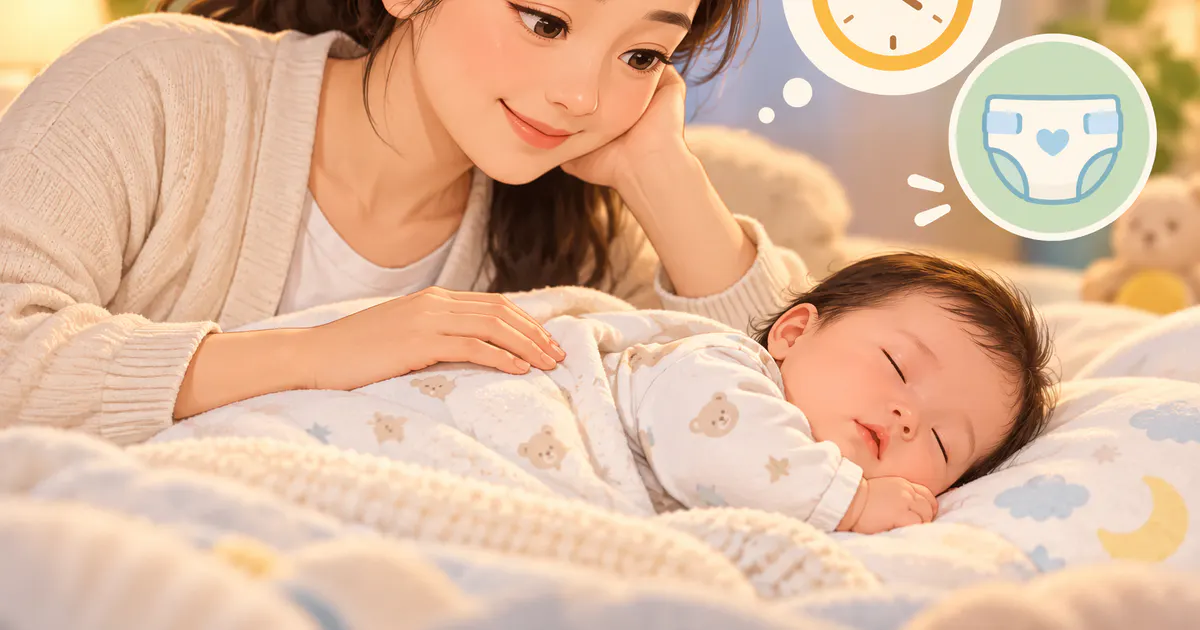 Minh họa cha mẹ theo dõi trẻ sơ sinh tại nhà sau cữ bú