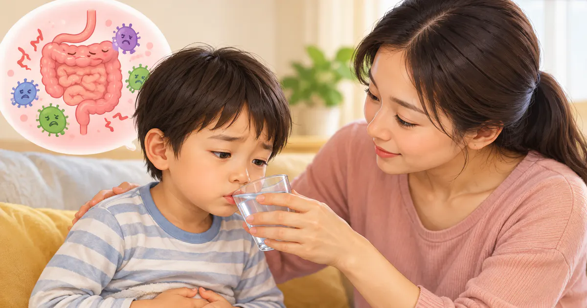 Người chăm sóc cho trẻ uống từng ngụm nhỏ khi rối loạn tiêu hóa