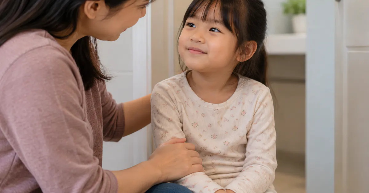 Cha mẹ lắng nghe và giúp trẻ bớt căng thẳng khi hình thành thói quen đi vệ sinh